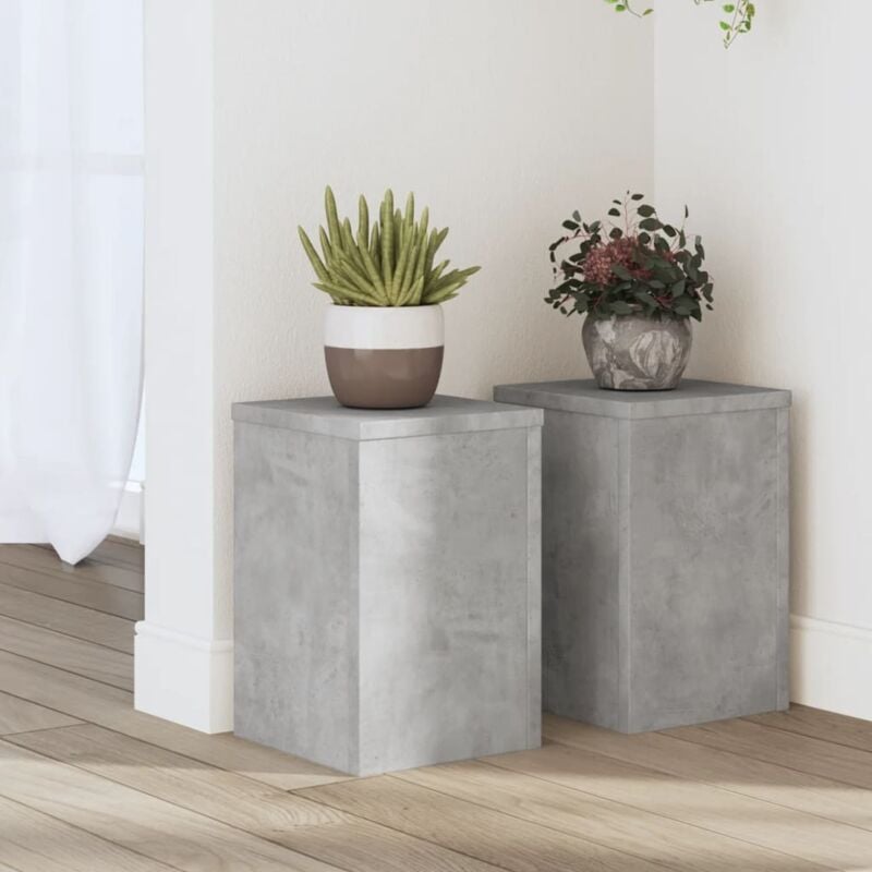 Supports pour plantes 2 pcs gris béton bois d'ingénierie - Vidaxl