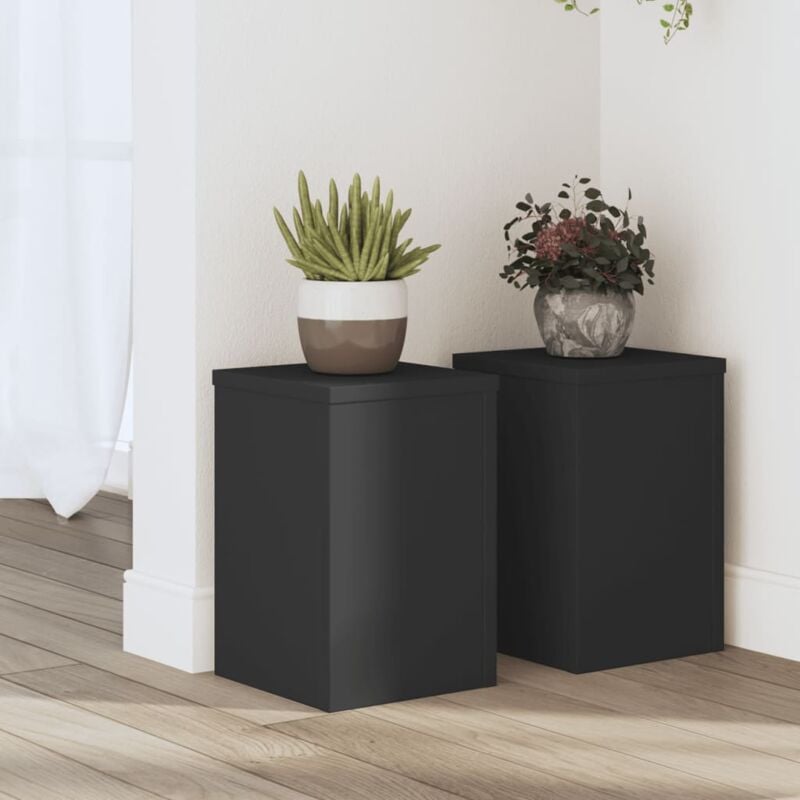 Supports pour plantes 2 pcs noir 20x20x30 cm bois d'ingénierie - Vidaxl