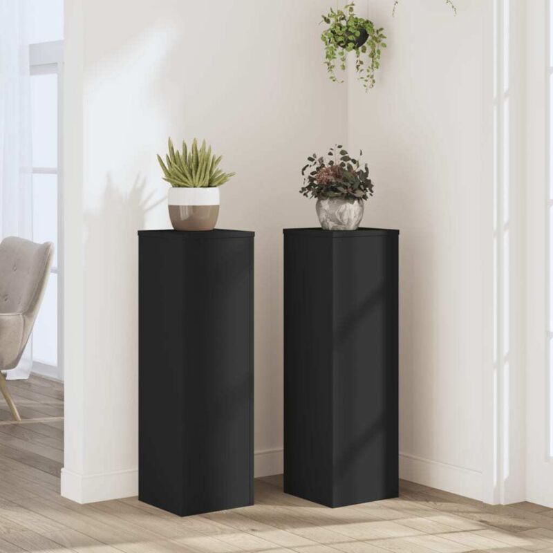 Supports pour plantes 2 pcs noir 25x25x80 cm bois d'ingénierie Vidaxl