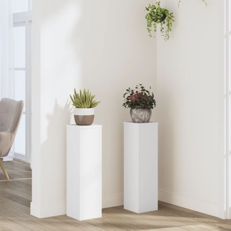 Supports pour plantes 2 pcs blanc 17x17x60 cm bois d'ingénierie Vidaxl