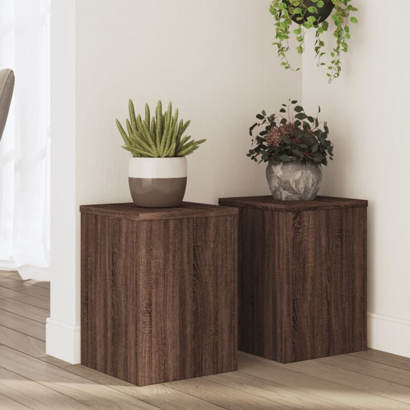 Vidaxl Supporti Per Piante 2 Pz Marrone 25x25x35 Cm Legno Multistrato