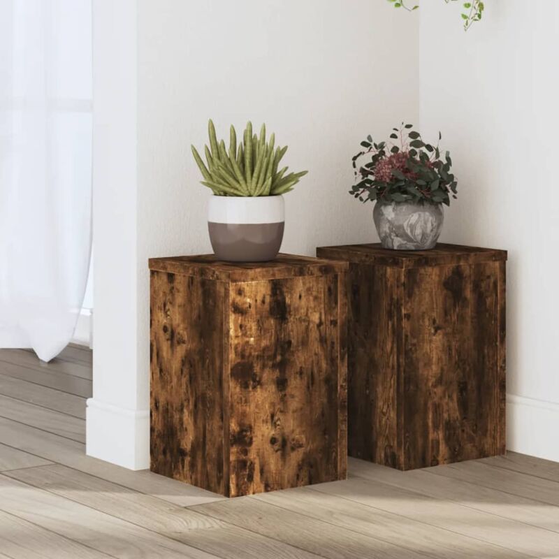 vidaXL Supports pour plantes 2 pcs chêne fumé bois d'ingénierie
