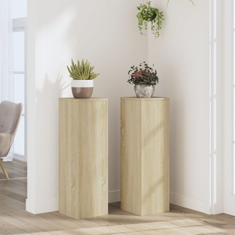 vidaXL Supports pour plantes 2 pcs chêne sonoma bois d'ingénierie