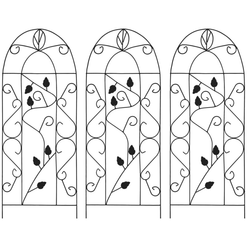 Supports pour plantes grimpantes 3 pcs Noir 40x100 cm Fer Vidaxl