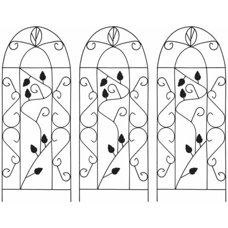 Supports pour plantes grimpantes 3 pcs Noir 40x100 cm Fer