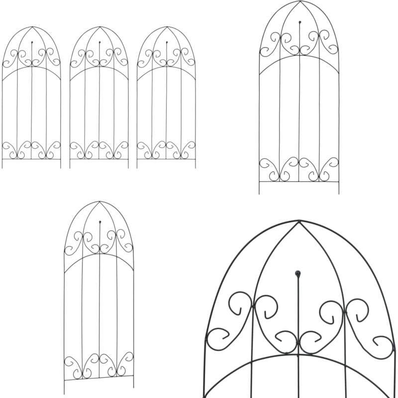 Supports pour plantes grimpantes 3 pcs Noir 40x100 cm Fer - Support Plante Grimpante - Support Fleur - Jardinerie - Décoration Extérieur - Jardin
