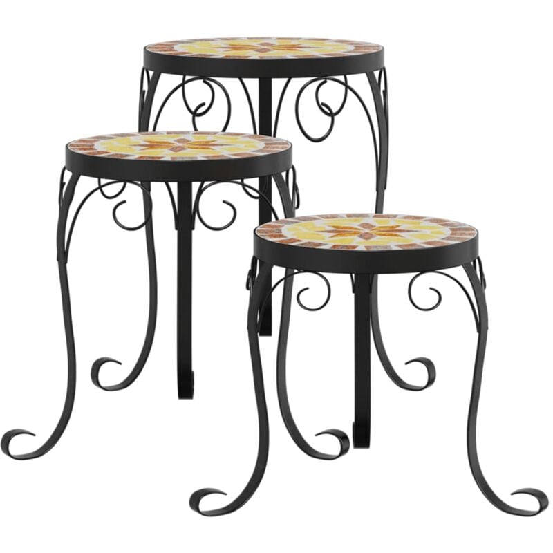 Supports pour plantes meuble fleurs 3 pcs terre cuite et céramique Orange