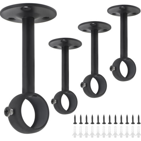 Supports pour tringles à rideaux, 4 pièces Acier inoxydable Robuste Support de tringle à rideau pour plafond pour tringles à rideaux de 25 mm (4, 25MM)