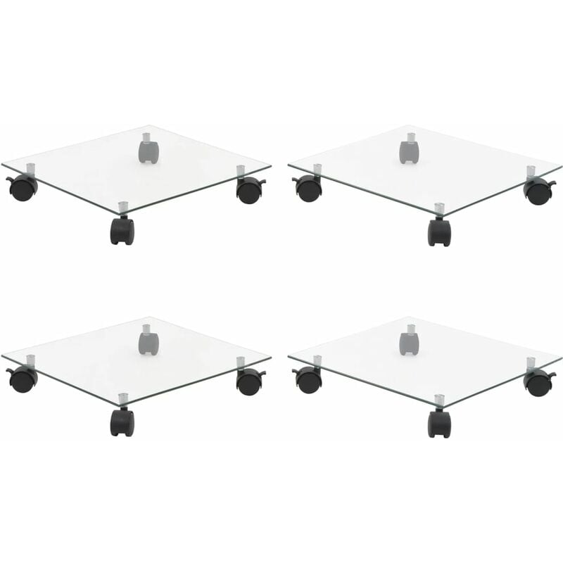 Supports roulants à plantes 4 pcs 35x35 cm Carré Verre trempé