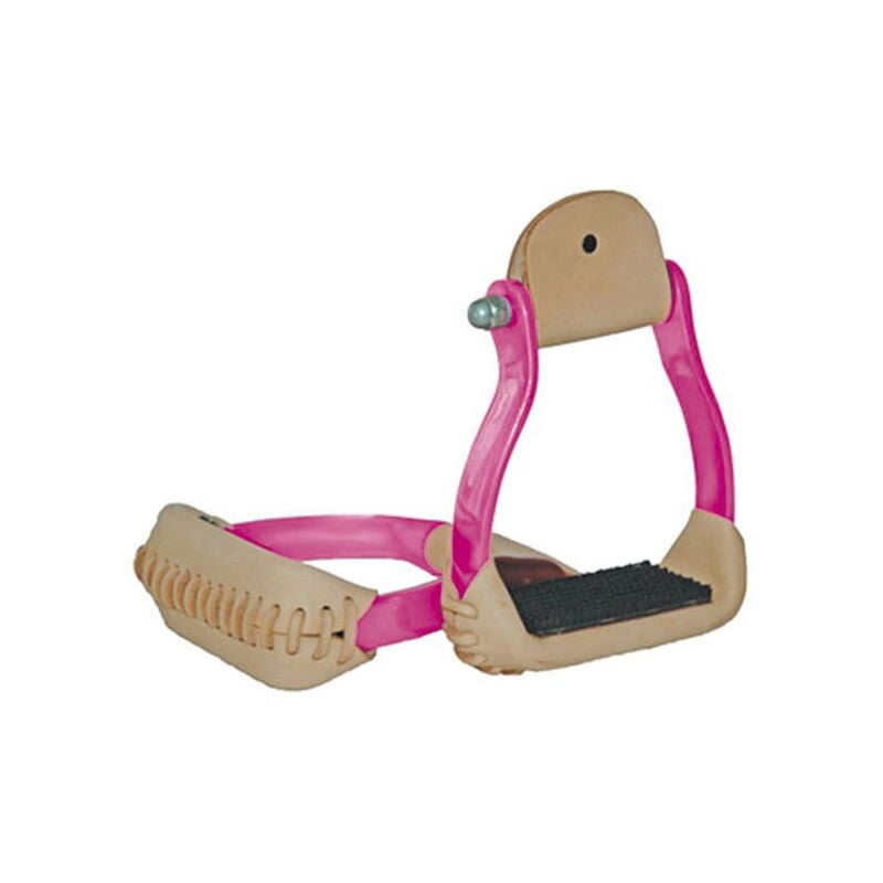 Noir - Étriers Western Barrel en aluminium avec cuir et semelles antidérapantes en caoutchouc