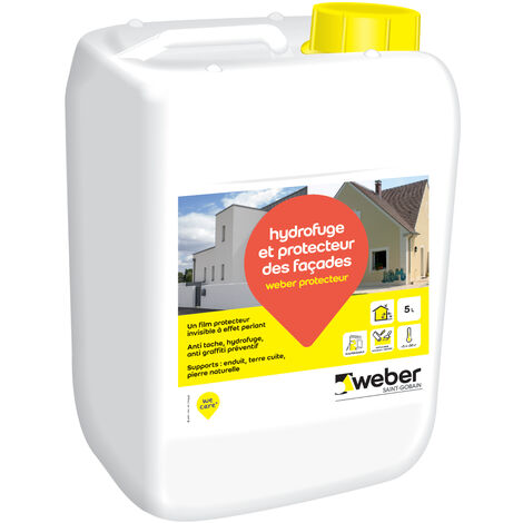 Liquide pour hydrofuger et protéger les façades, 5L, Weber protecteur