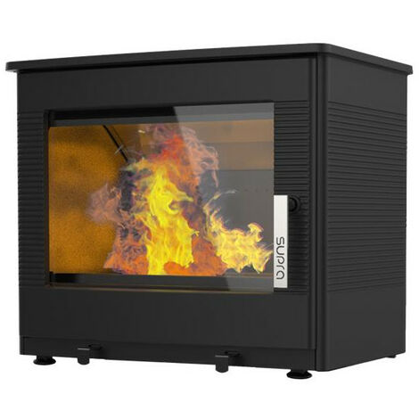 Supra – FR9016160B – Poêle à bois fonte noir – Rendement 77% – Double combustion – Taille de bûche max 55 cm – Compatible RE 2020 - FR9016160B-Po