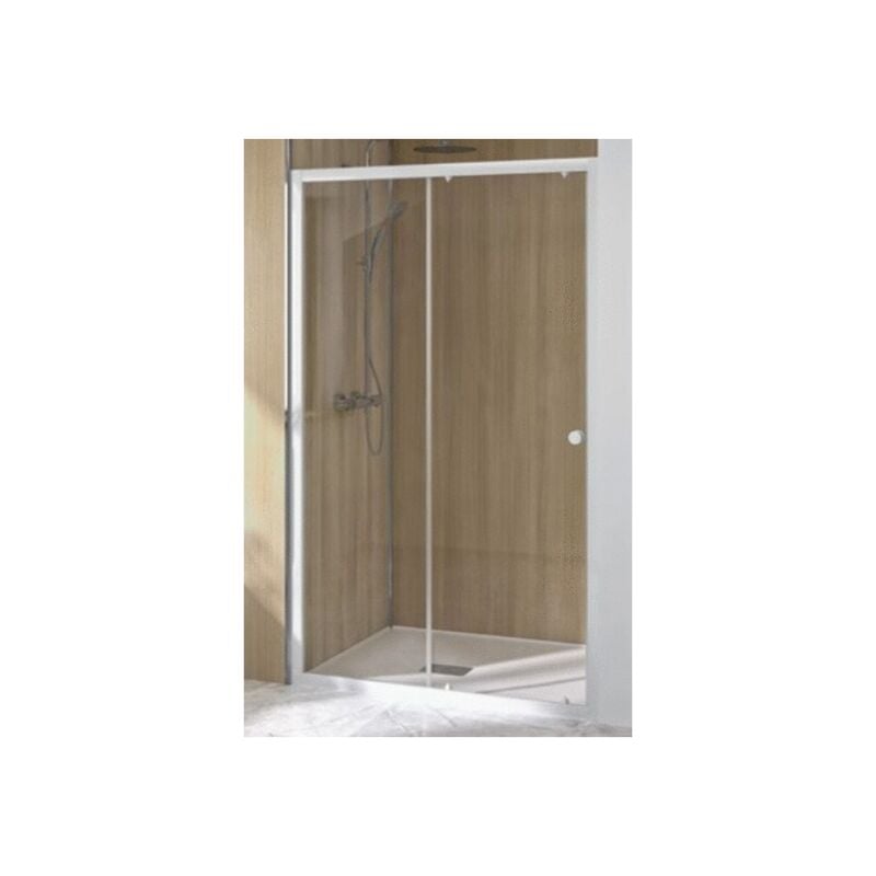 Porte coulissante supra iii c 140cm blanc verre transparent Kinedo PA1542BTN