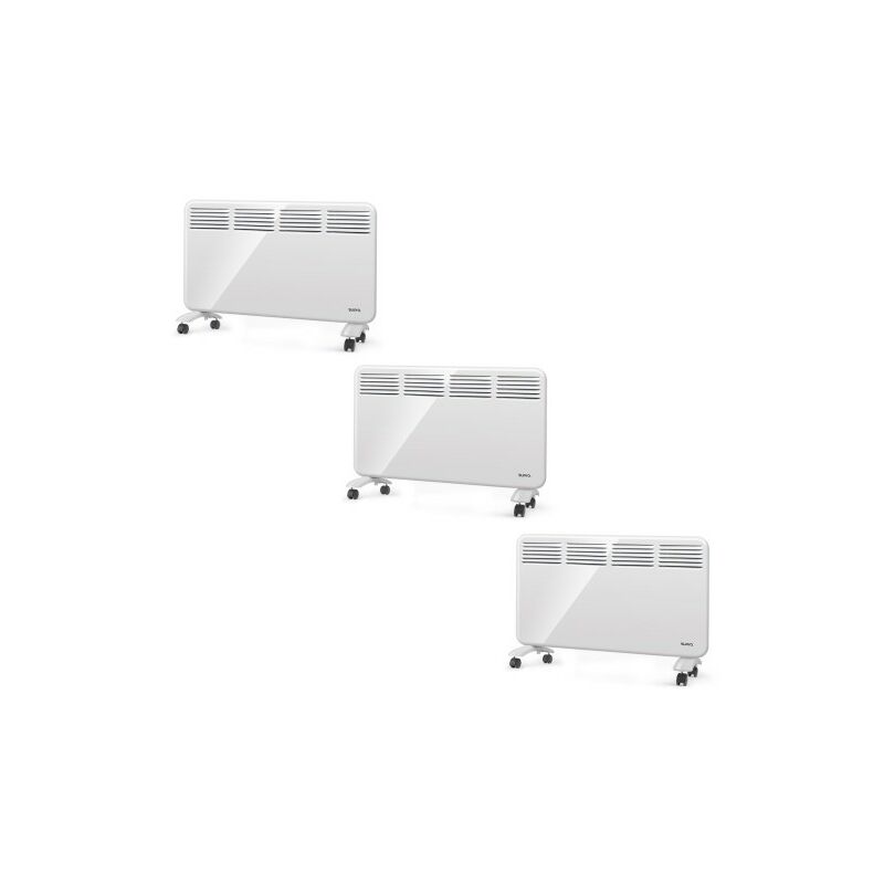 Supra - Pack 3 Convecteurs mobile ou fixe radiateur à convection Quickfix 2000 - 2000 w, Ultra Plat, Chauffage Pour Pièces De 20 à 30 M2