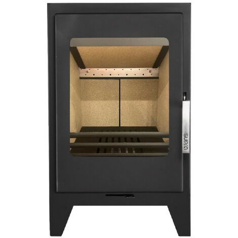 Supra – Poêle à bois 4.8kW noir – Double combustion pour combustion efficace – Vision du feu 43 cm – Classe énergétique A+