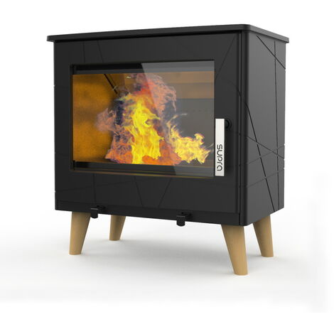Supra – Poêle à bois 7,3 kW en fonte – Étanche – Double combustion – Flamme Verte 7 étoiles – Raccordement arrière ou dessus