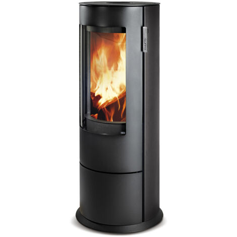 Supra – Poêle à bois Chloé acier 7,1kW – Vision verticale des flammes 71 cm – Évacuation des fumées – Classe énergétique A+
