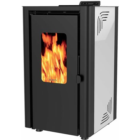 Supra – Poêle à granulés de bois 6,1 kW blanc – Autonomie 16h – Rendement 92% – Dimensions 44,5x80,5cm – Classe A+ Flamme Verte