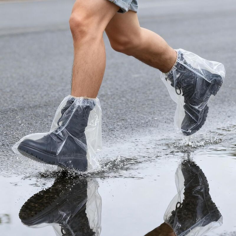 Sur-bottes imperméables et transparentes, 30 x 39 cm, lot de 10, jetables, pour hommes et femmes, chaussures d'intérieur.