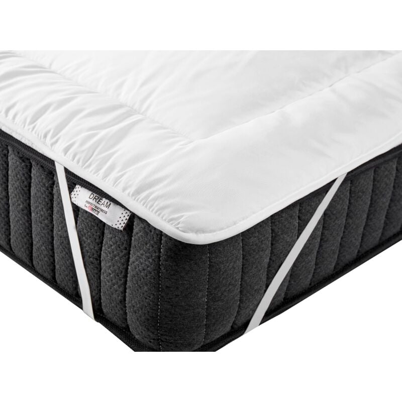 Surmatelas Confortable Rectangulaire 160 x 200 cm en Microfibre Blanc Aizkorri