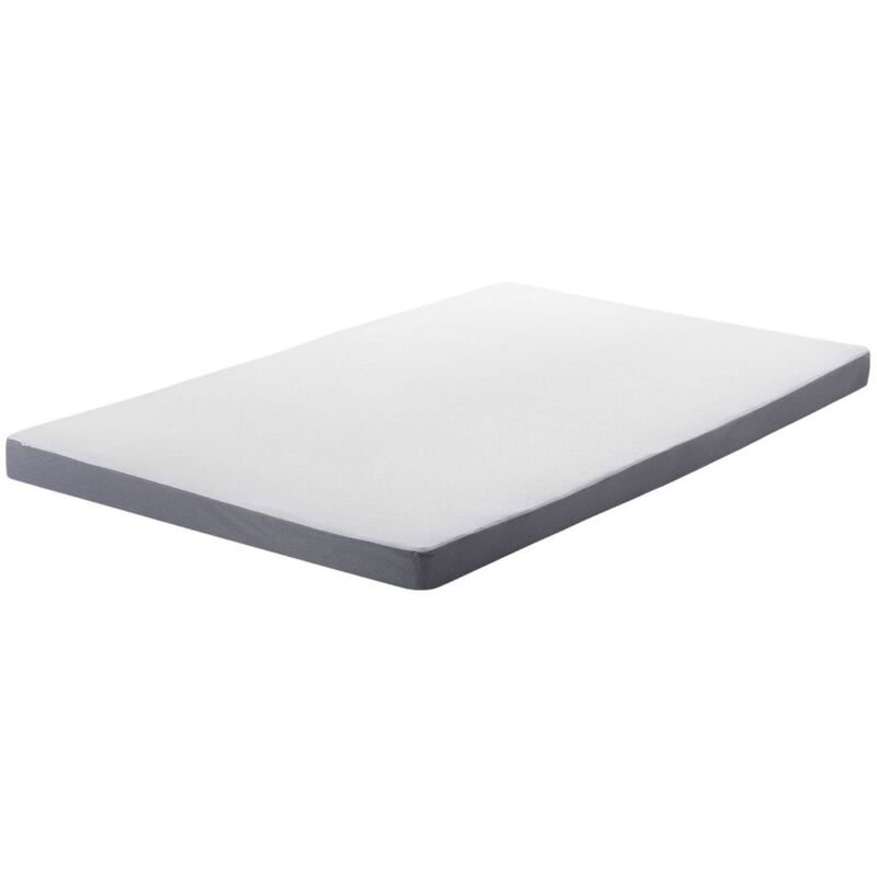 Surmatelas à mémoire de forme Blanc et Gris Rectangulaire 90 x 200 cm Beliani