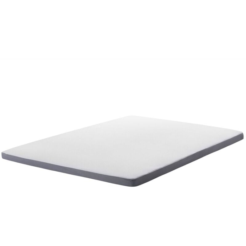 Surmatelas à mémoire de forme Blanc et Gris Rectangulaire 160 x 200 cm Beliani