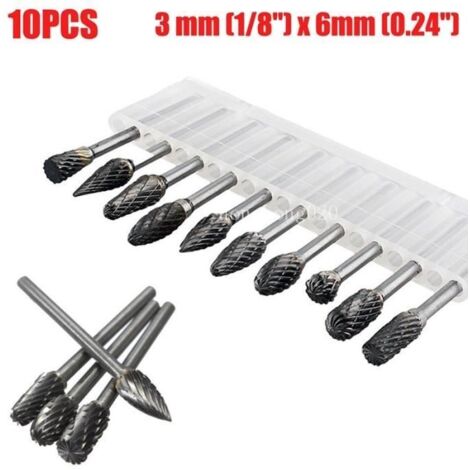 SURENHAP Lime rotative Un ensemble de 10 fraises en carbure d\'acier au tungstène pour foret à outil rotatif bricolage meule