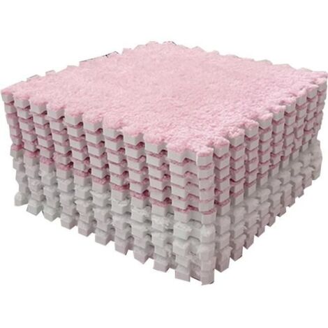 SURENHAP Tapis de sol emboîtable en mousse pelucheuse Tapis de sol en mousse en peluche, 10 puericulture d\'eveil Rose Blanc