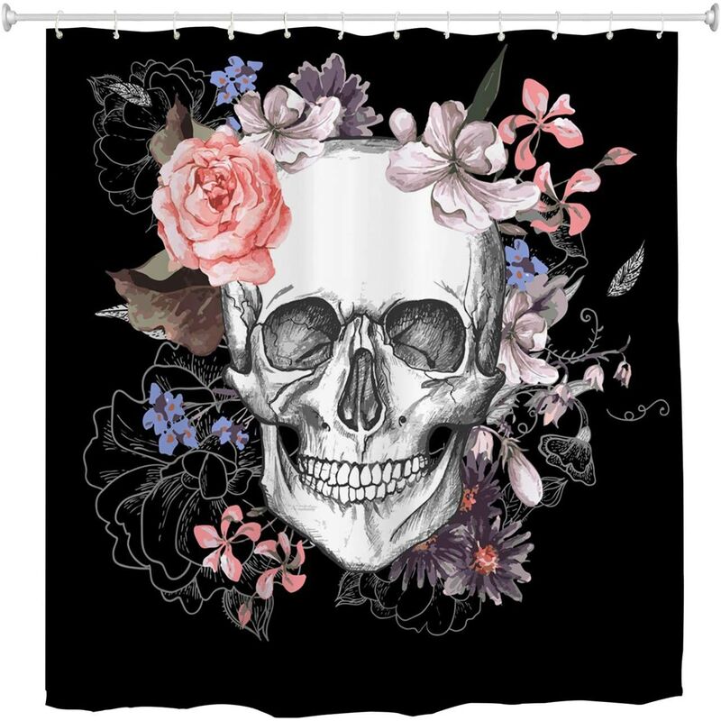 

Surgar baño cortina de ducha patrón de calavera, ganchos, impermeable, accesorios de baño, 180 x 180 cm