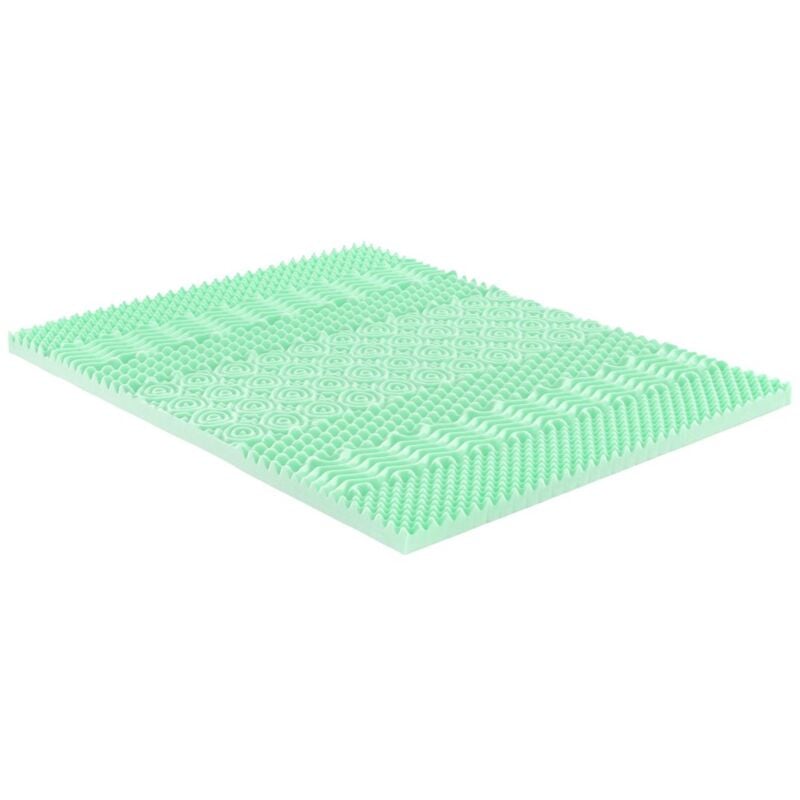 Surmatelas 140 x 190 cm mémoire de forme 7 zones aux extraits de thé vert ép.5cm - lesini de naturea