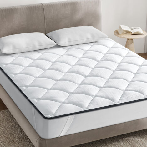 INRE Surmatelas 140x190CM, Protège Matelas Microfibre, Hypoallergénique, Respirante, Hauteur Jusqu'à 30 cm avec Élastique, Certifié Oeko-Tex, Lavable Machine, Anti-dérapant, Blanc