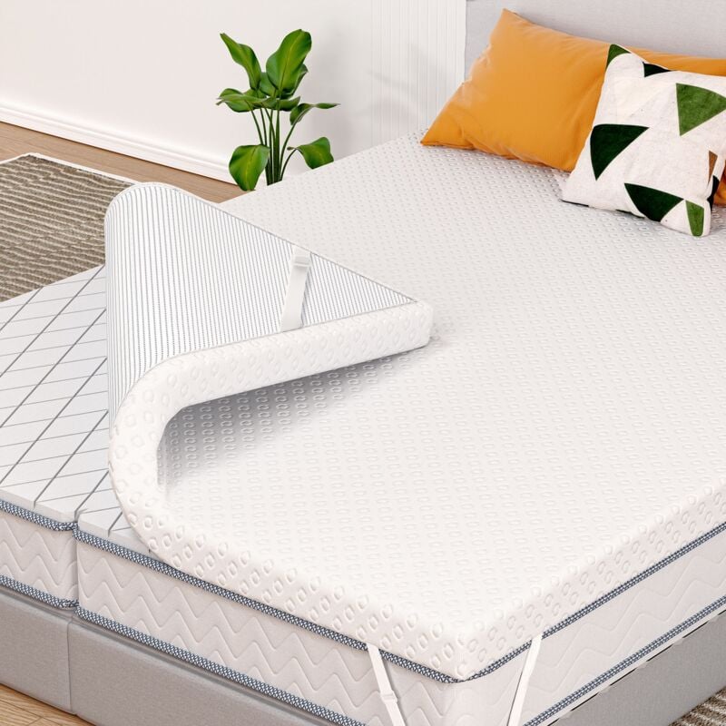 Felixking - Surmatelas 140 x 200 cm, 7,5 cm Hauteur, Gel surmatelas memoire de Forme, surmatelas rafraîchissant Respirant, Ergonomique Soutien, avec