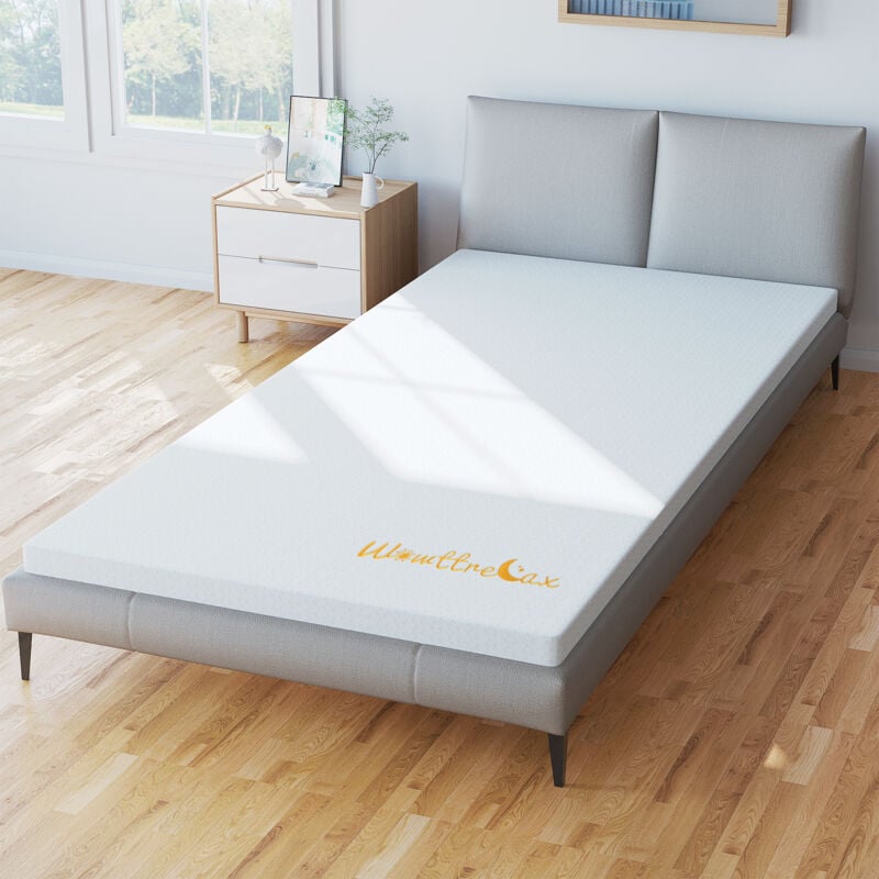Surmatelas 140x200 cm Wowttrelax Topper - Mémoire de Forme - Epaisseur 6 cm - Housse Amovible et Lavable - Hypoallergénique