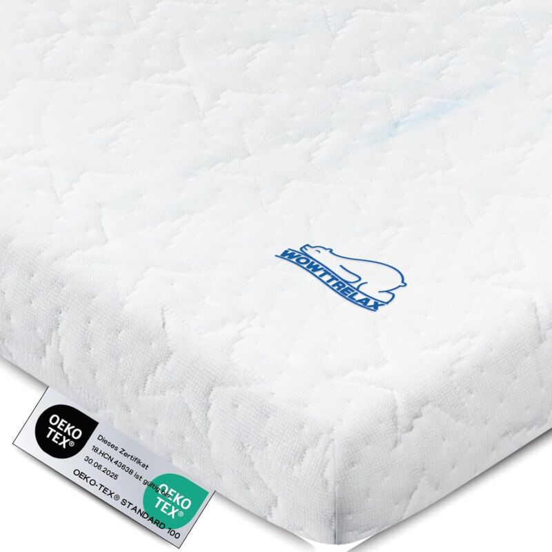 Wowttrelax – Surmatelas 140x200 cm épaisseur 6 cm – Mousse mémoire gel 2 cm – Charbon de bambou pour neutraliser les odeurs – Housse lavable