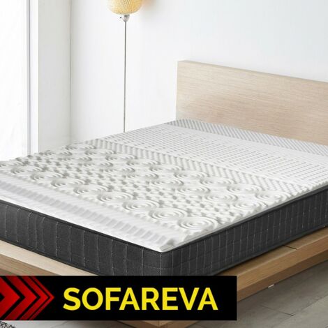 Surmatelas 160x200 cm épaisseur 4 cm – 10 zones de confort – Mousse à mémoire de forme – Anti-acariens et anti-bactérien – Sofareva
