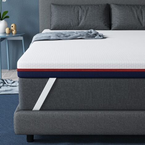 Surmatelas 140x190 cm INRE, Épaisseur 8 cm, Mousse à Mémoire de Forme, Haute Densité, Confort et Respirant, avec Housse Hypoallergénique Lavable