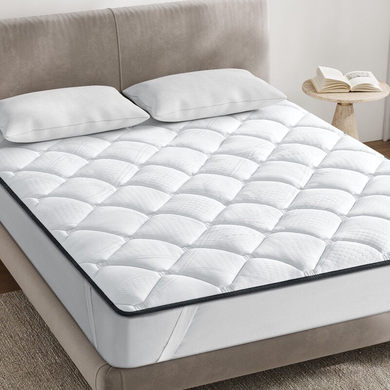 Surmatelas 160x200 cm Inre Confort Optimal - Moelleux, Anti-acarien, Respirant - Double Face - pour Matelas 2 Places
