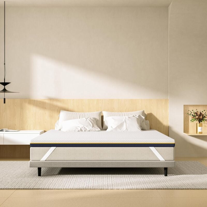 Dewinner - Surmatelas 180 x 200 x 7,5CM Mousse à Mémoire de Forme, Ergonomique, Certifié Oeko-TEX, Tissu Doux et Respirant, Housse Lavable et
