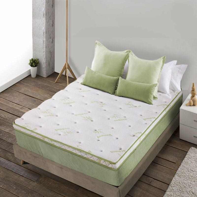 Surmatelas Bamboo zen Sampur 8 cm d'épaisseur - Thermorégulateur - Réduit les tensions du corps - 160 x 200 cm - Blanc