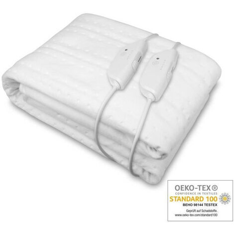 Surmatelas chauffant 160 x 150 cm – 200 W – 4 niveaux de température – Polyester doux – Système de sécurité avec protection contre la surchauffe – Medisana - A540662