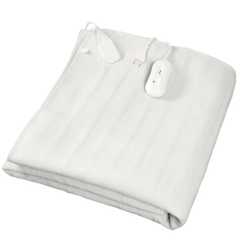Surmatelas Chauffant, Chauffe Lit, Simple, 150 x 80 cm, 60W, Blanc, Polyester, Commande manuelle, Standards/Certifications: CB, CE - Blanc