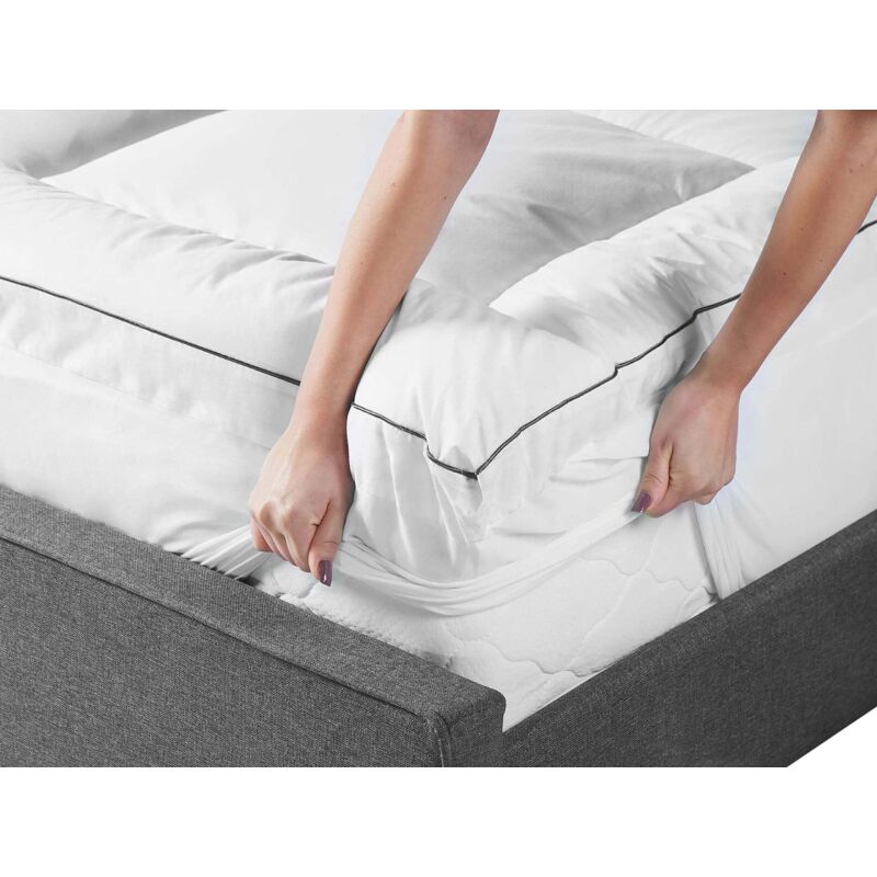 Surmatelas en Coton 120 x 200 cm Bordure en Satin Épaisseur 4 cm Blanc Mulhacen