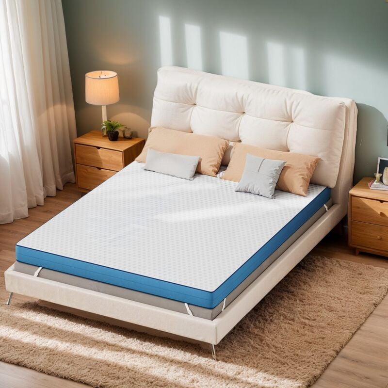 Surmatelas 120x200 cm, Épaisseur 7.5 cm - Oeko-Tex® - H2/H3 Mousse à Mémoire de Forme Haute Densité - Housse Bambou Lavable - Confort Respirant &