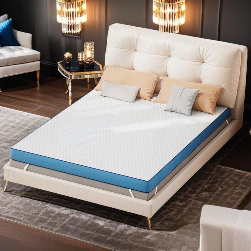 Surmatelas 120x200 cm, Épaisseur 7.5 cm - Oeko-Tex® - H2/H3 Mousse à Mémoire de Forme Haute Densité - Housse Bambou Lavable - Confort Respirant &