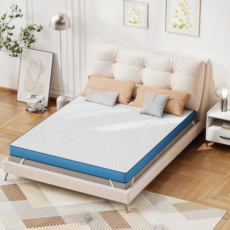 Surmatelas 90x200 cm, Épaisseur 7.5 cm - Oeko-Tex® - H2/H3 Mousse à Mémoire de Forme Haute Densité - Housse Bambou Lavable - Confort Respirant &