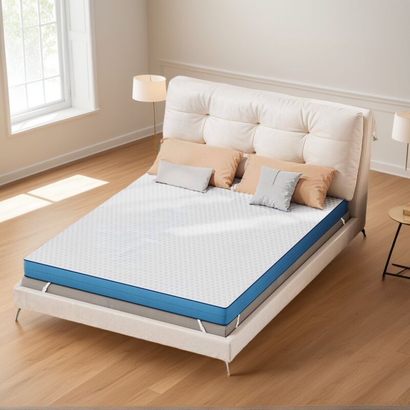 Surmatelas Gel Mémoire de Forme 7.5cm 90x200 cm Confort Haute Résilience - Adultes/Enfants Marsail