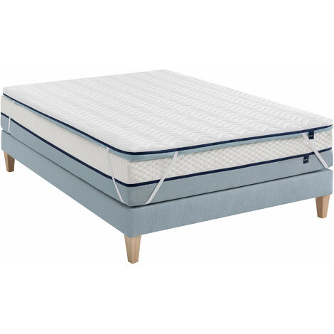 Novilla, Surmatelas 160x200 Mousse à Mémoire de Forme en Gel, 5 cm  sur-Matelas avec 4 Coins Elastiques, Housse Lavable, Moelleux et Respirant,  Blanc