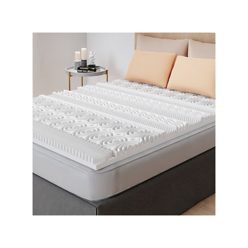 <strong>surmatelas</strong> memoire de forme 180x200x5cm - 13 zones soutien pour un confort optimal mousse haute densite 38 kg/m3 blanc