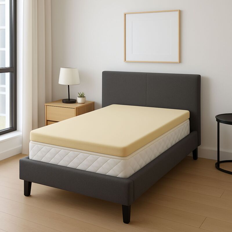 Surmatelas Top Confort Mémoire de Forme Souple 58 Kg/m3 90x190 x 4,5 cm Déhoussable Entretien Facile - -