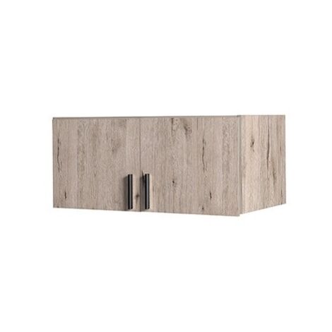 Surmeuble d'armoire 2 portes FLEX – Chêne wellington et gris graphite – Design moderne